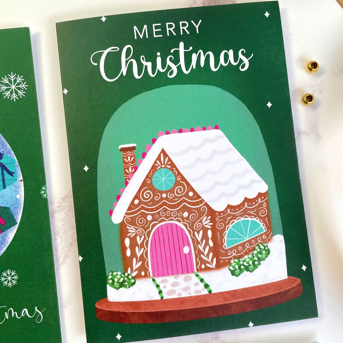 Green Christmas Cards (set of 4)