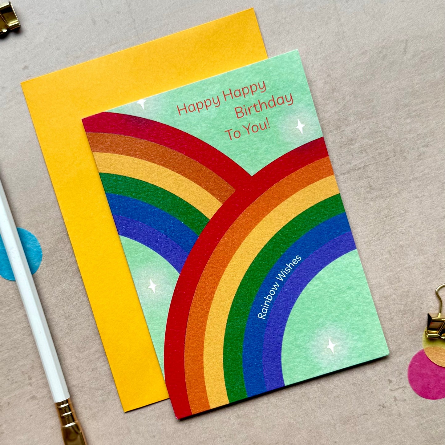 Rainbow Wishes Birthday Card