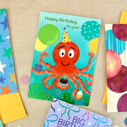 Octopus Wishes Birthday Card