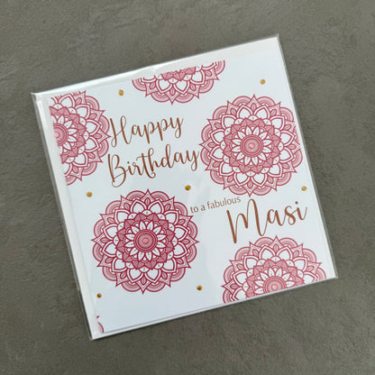 Pink Mandala 'Masi' Birthday Card