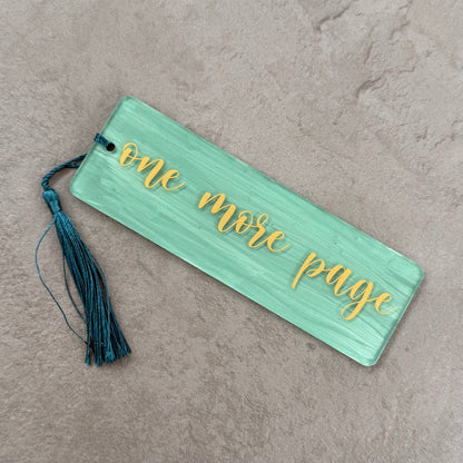 'One More Page' Sage Green Painted Bookmark