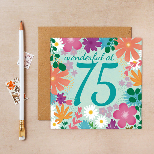 75th Floral Birthday Card