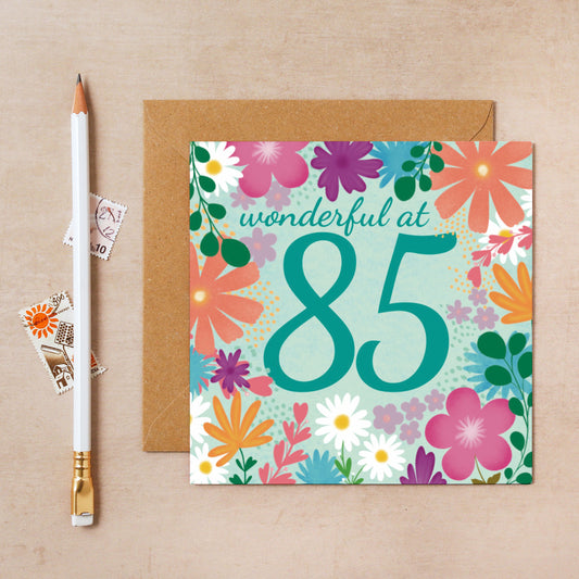 85th Floral Birthday Card
