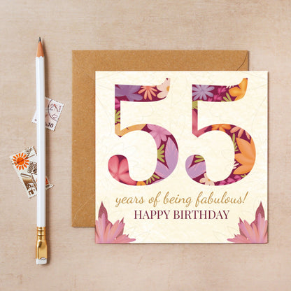 55th Floral Birthday Card
