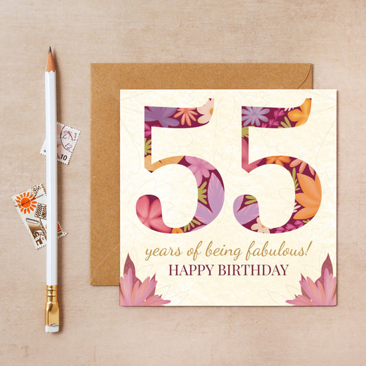55th Floral Birthday Card