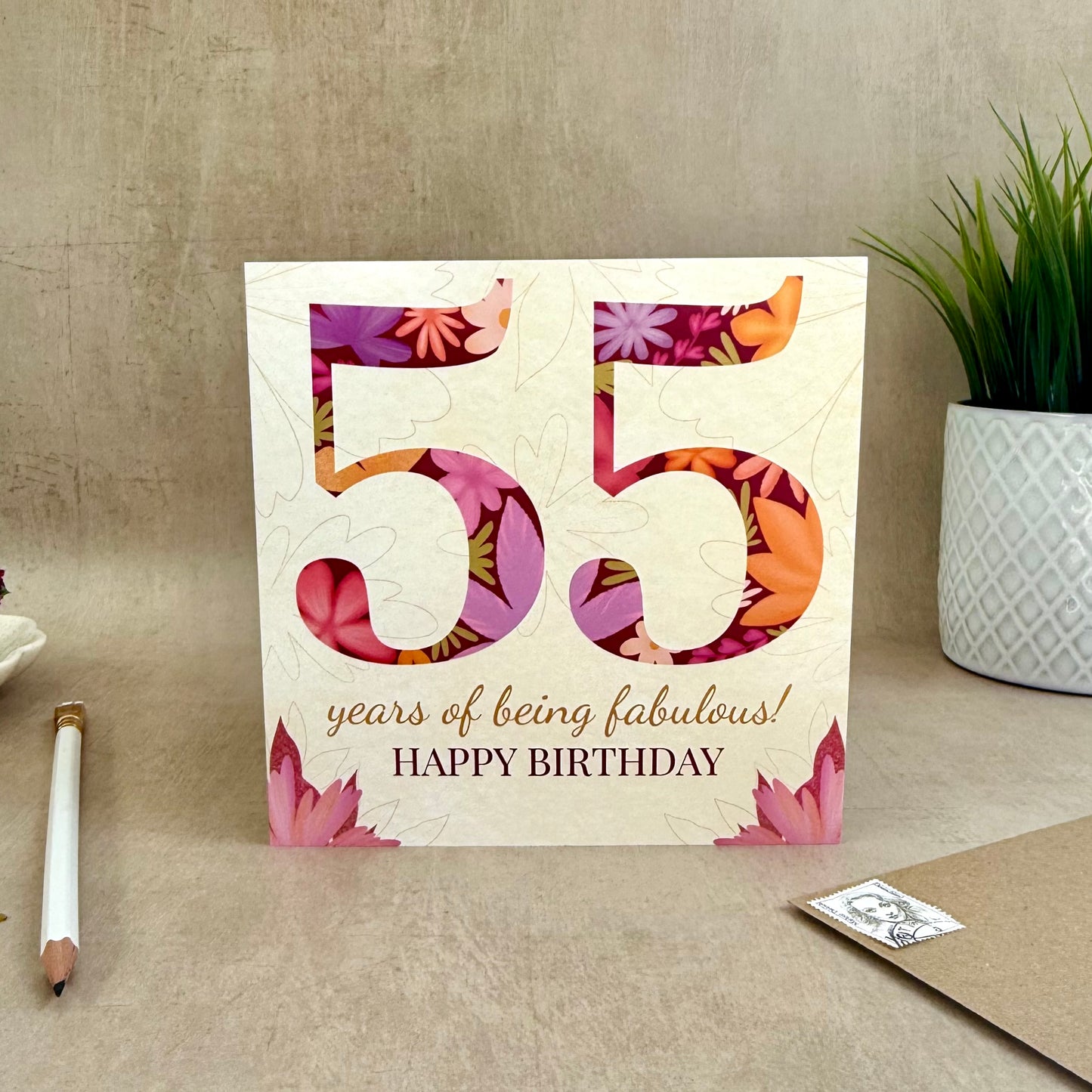 55th Floral Birthday Card