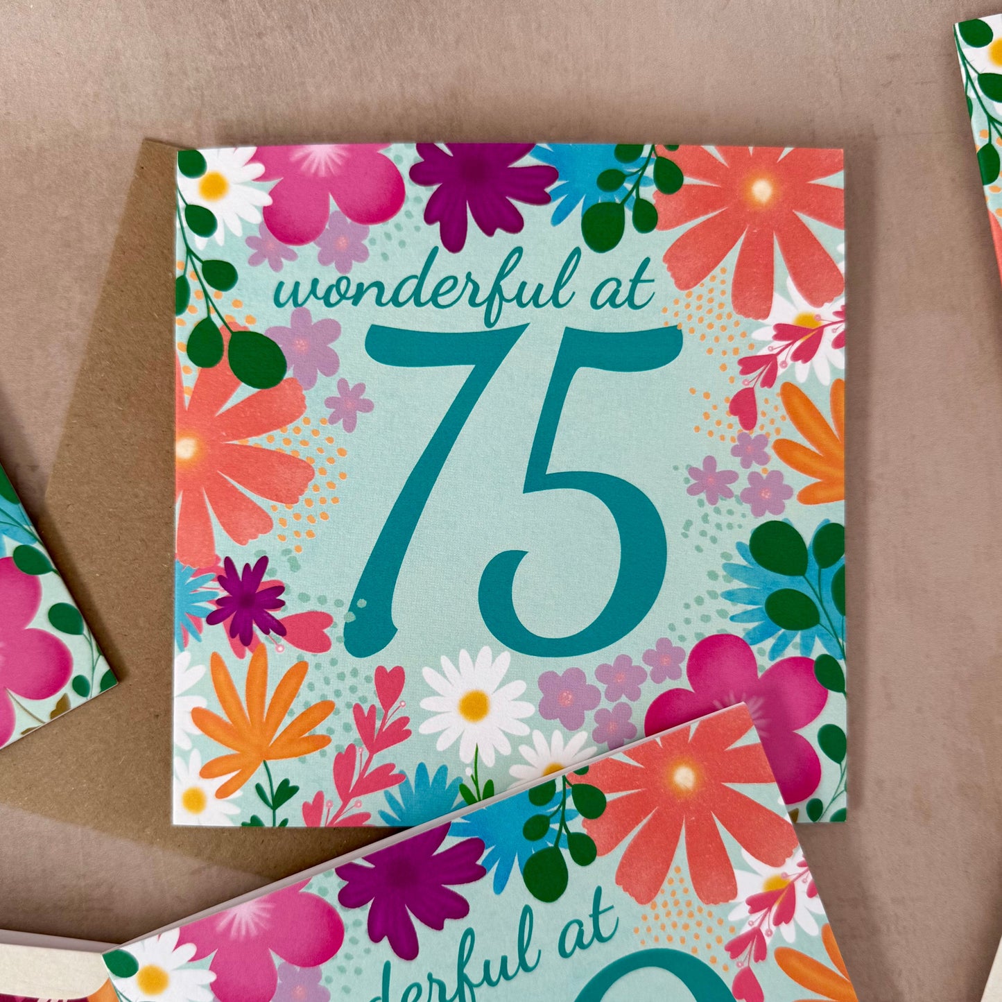75th Floral Birthday Card