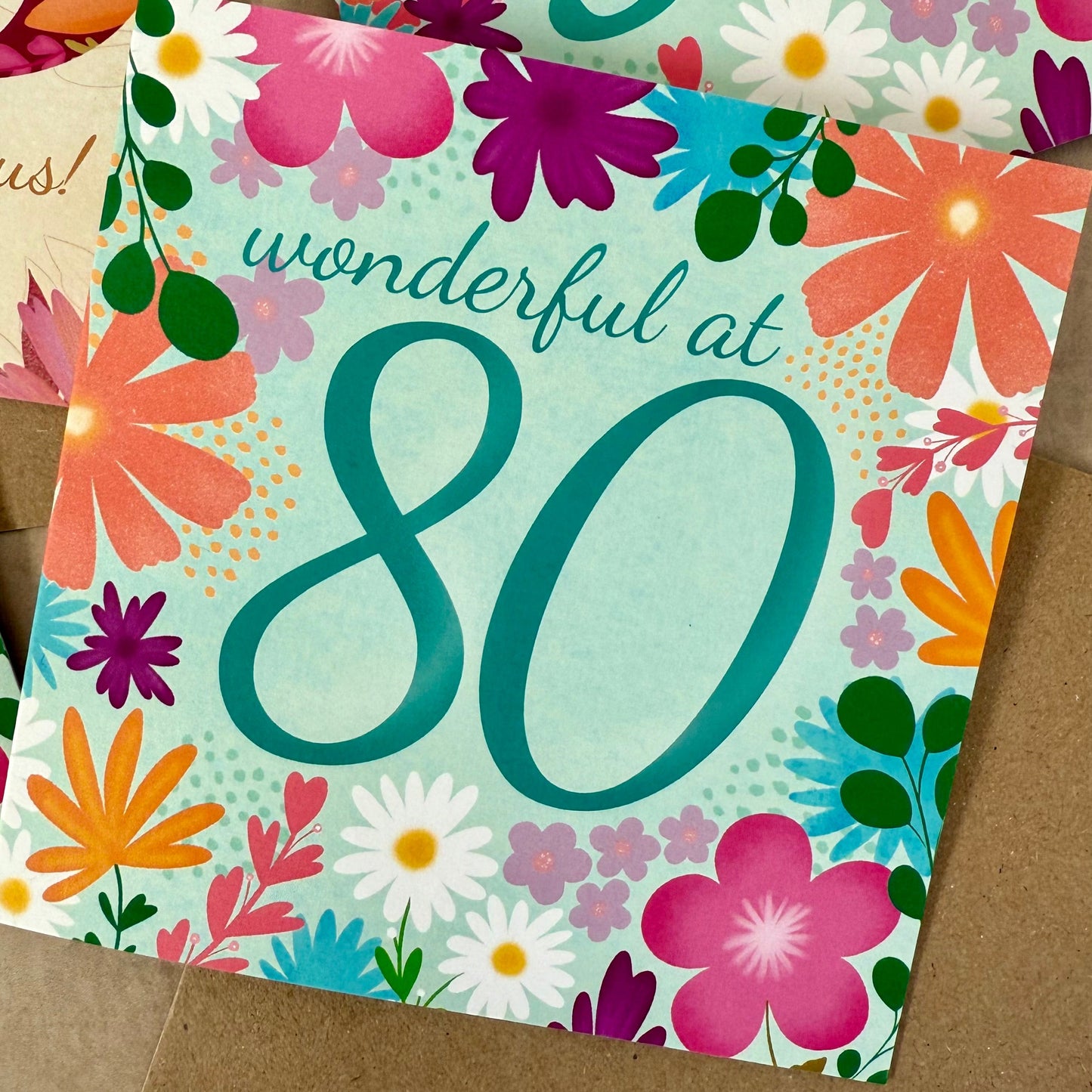 80th Floral Birthday Card