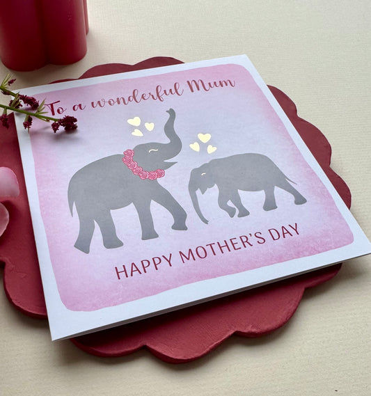 Wonderful Mum Mother's Day Elephant Card