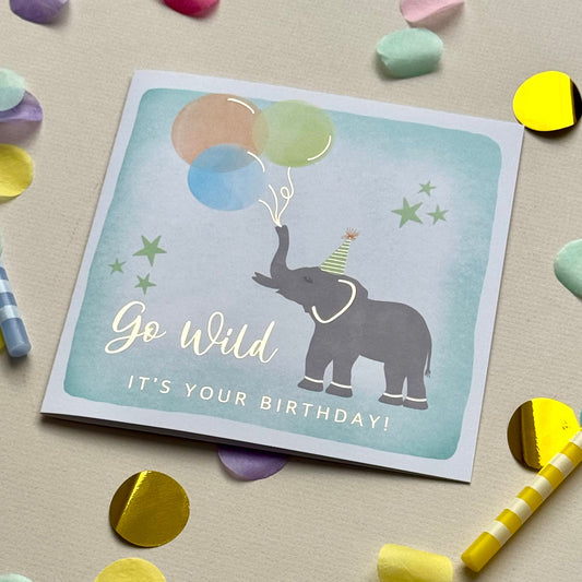 Go Wild Elephant Birthday Card