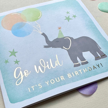 Go Wild Elephant Birthday Card