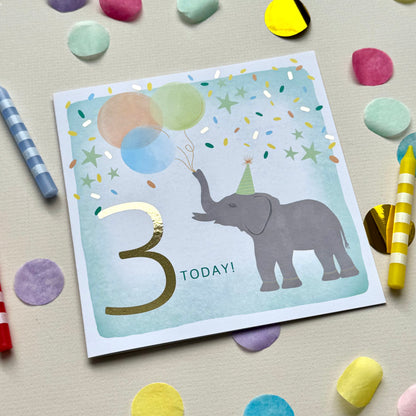 3rd Elephant Birthday Card