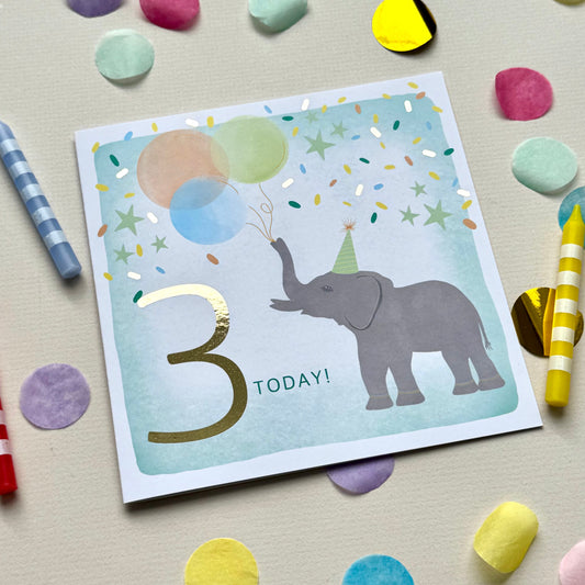 3rd Elephant Birthday Card