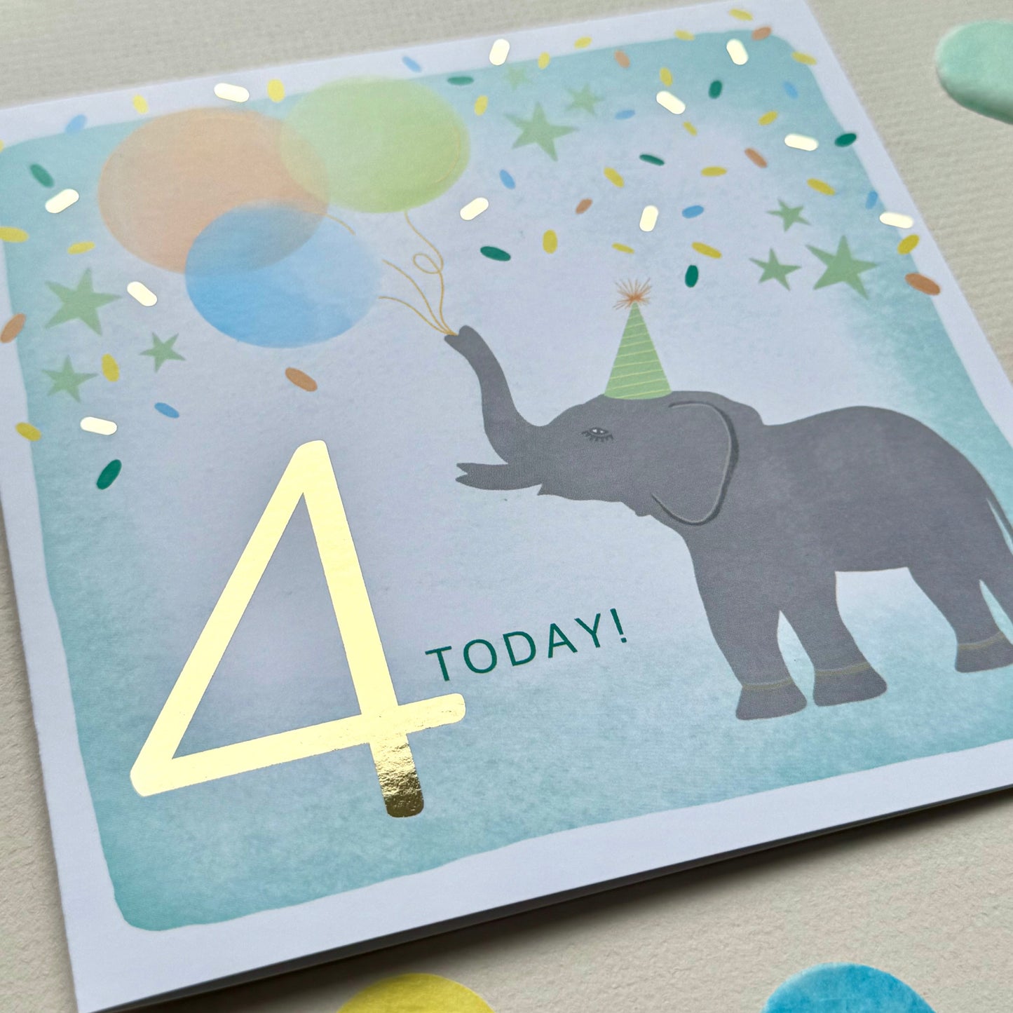 4th Elephant Birthday Card