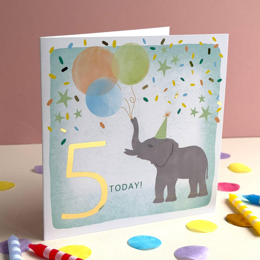 5th Elephant Birthday Card