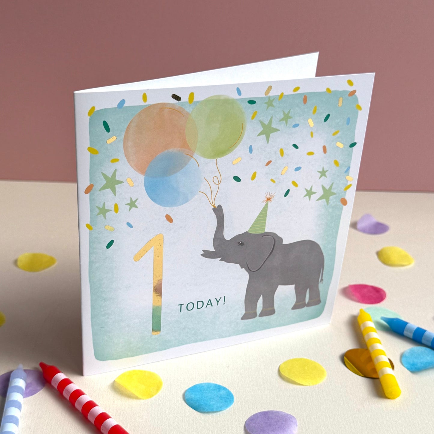1st Elephant Birthday Card