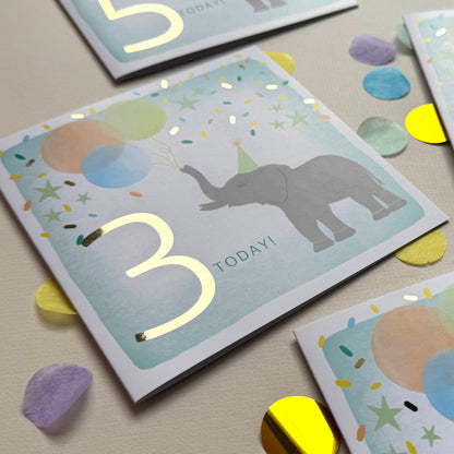3rd Elephant Birthday Card