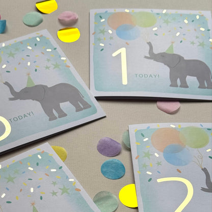 1st Elephant Birthday Card