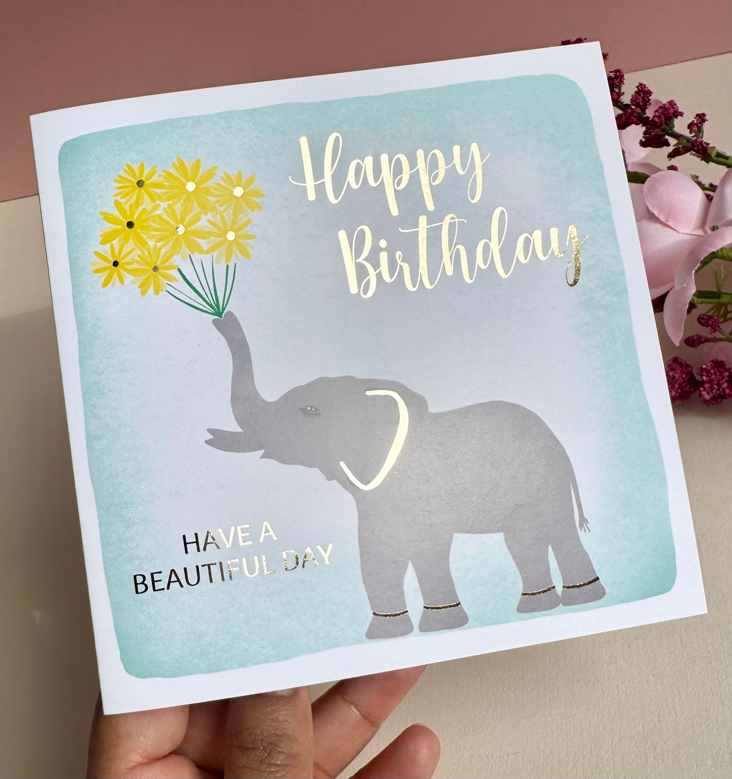 Floral Elephant Birthday Card