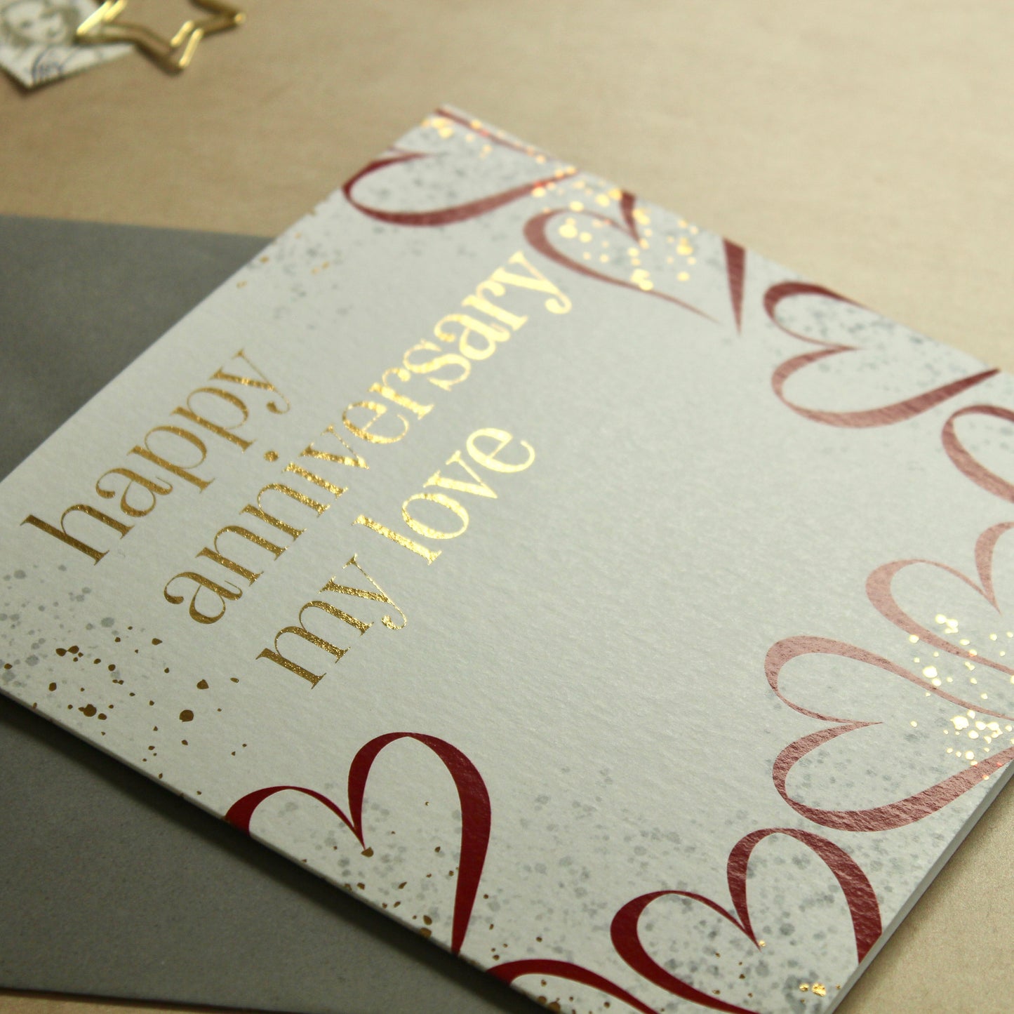 My Love Anniversary Card - Gold Foiled