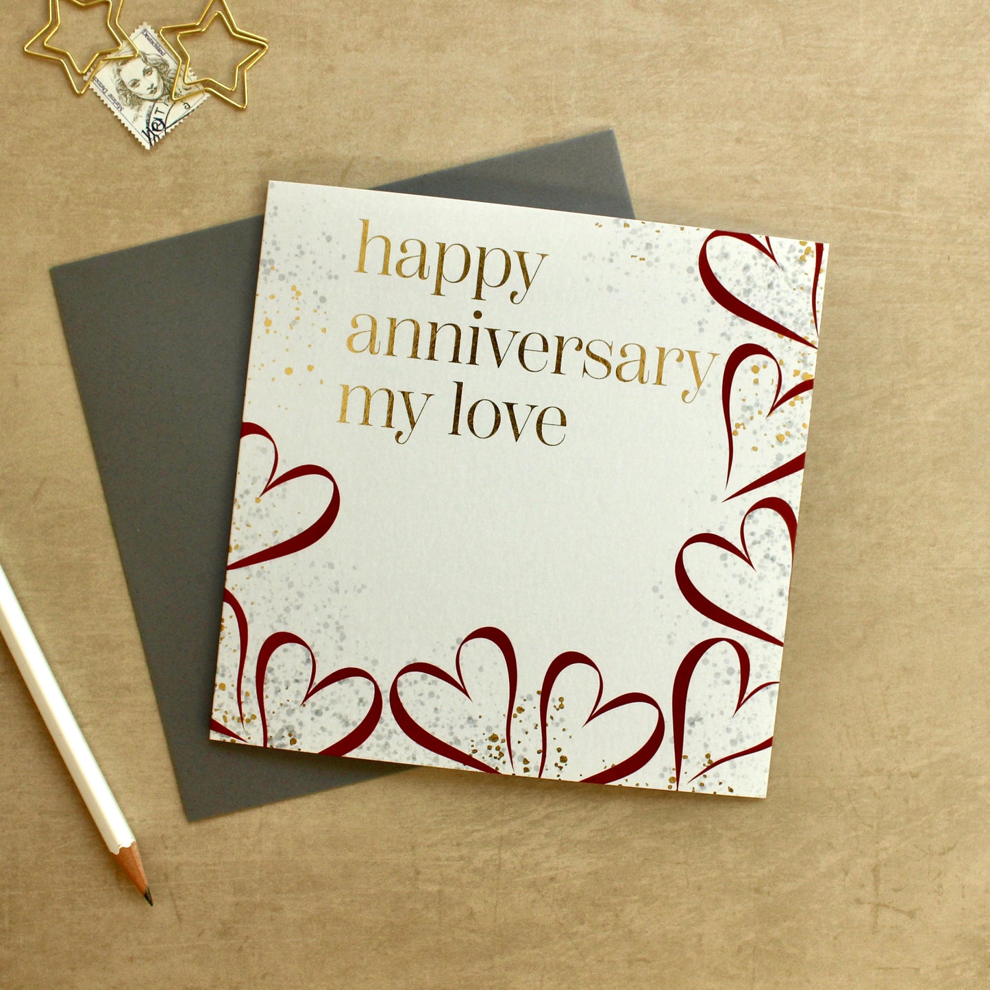 My Love Anniversary Card - Gold Foiled