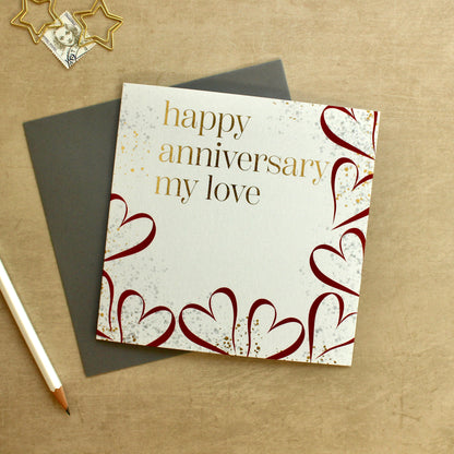 My Love Anniversary Card - Gold Foiled