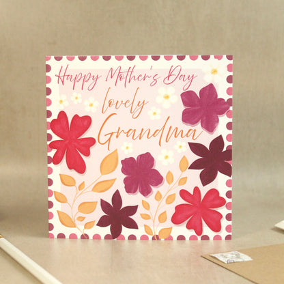 Greeting card with floral design and text on a beige background