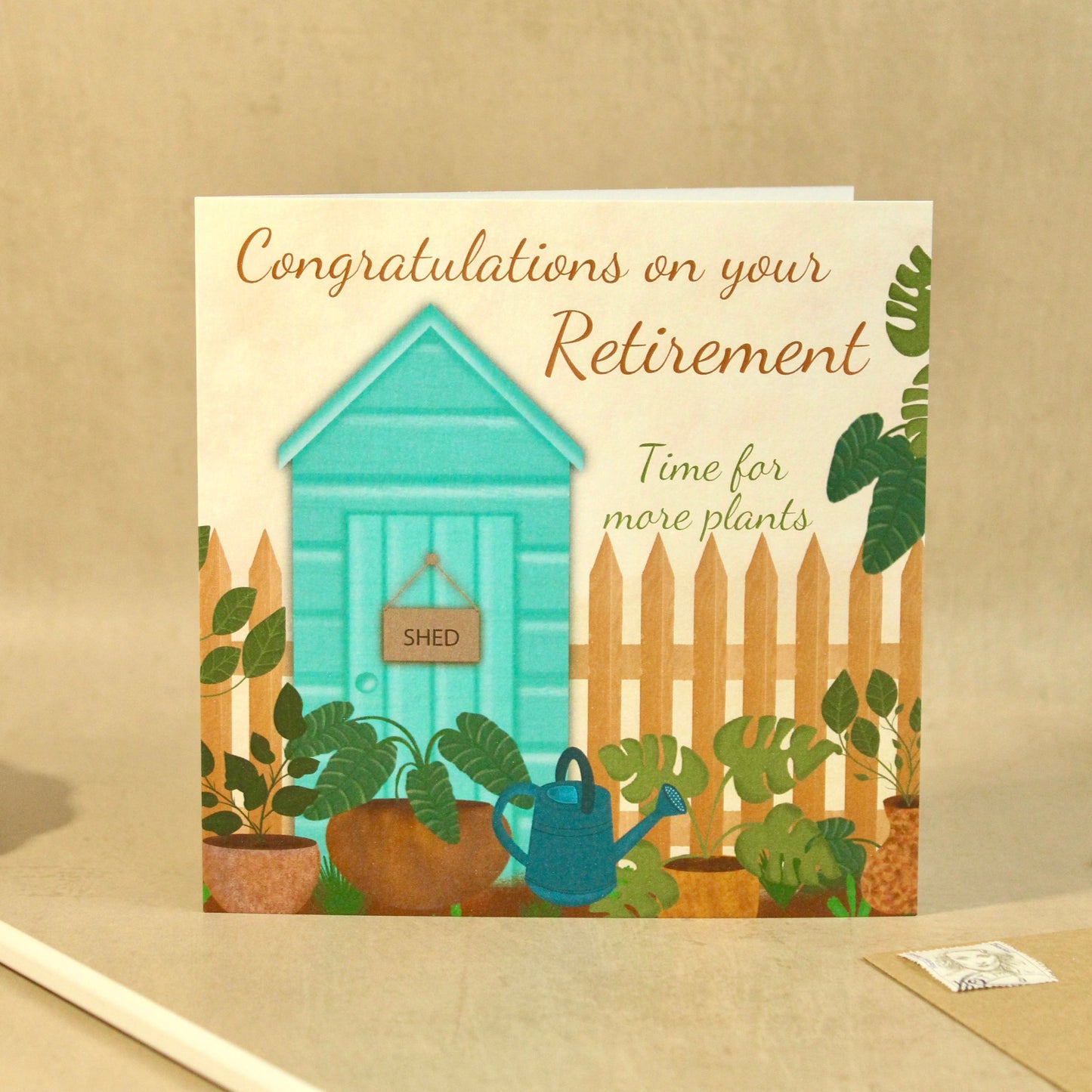 Greeting card with plants  on a beige background