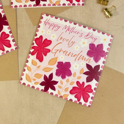 Floral Mother's Day card for a grandmother on a beige background