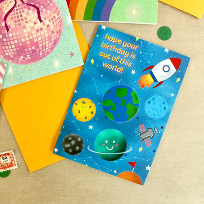 Out of This World Space Birthday Card