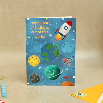 Out of This World Space Birthday Card