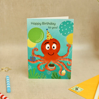 Octopus Wishes Birthday Card