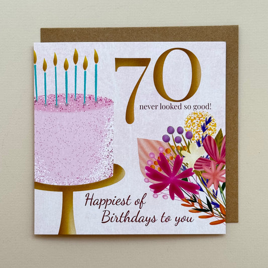 70th Floral Birthday Card