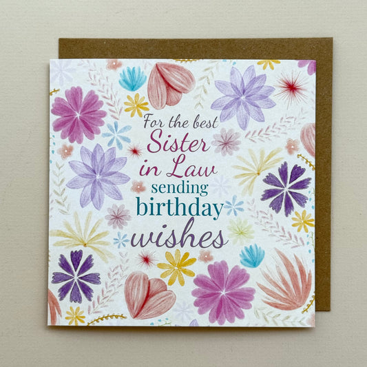 Sister In Law Pastel Floral Birthday Card