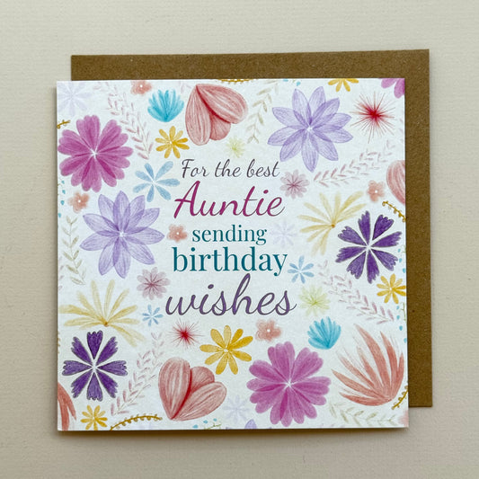 Auntie Pastel Floral Birthday Card