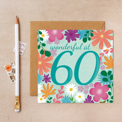 60th Floral Birthday Card