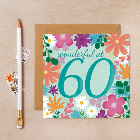 60th Floral Birthday Card