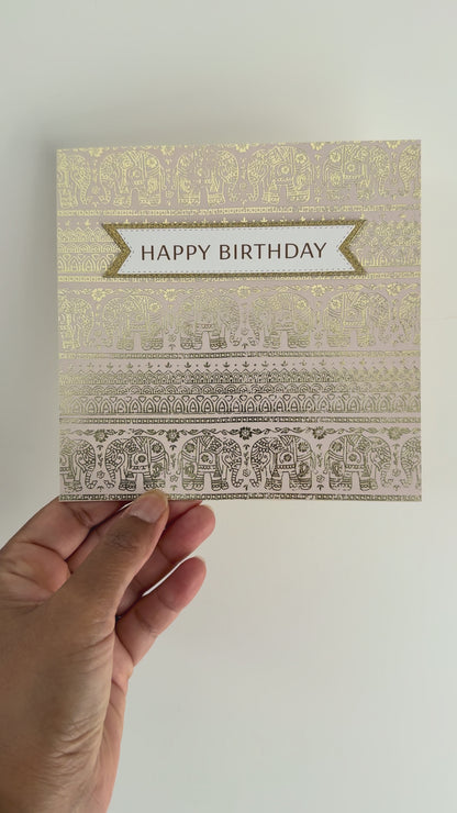 Elephant Pattern Foiled Birthday Card
