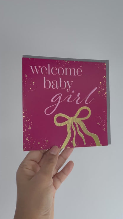 New Baby Girl Foiled Greeting Card