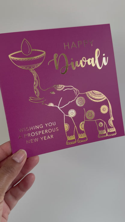 Elephant Foiled Diwali Card